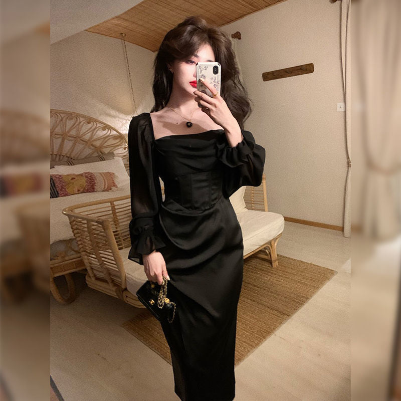 flowersverse Autumn Solid Elegant Fairy Dress Women Casual One Piece Party Midi Dress Female Lace Korean Fashion Vintage Chic Dress New