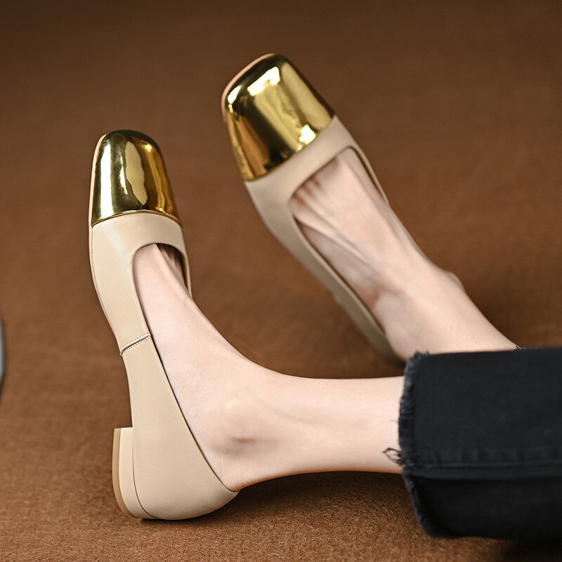 flowersverse new Spring women pumps natural leather 22-24.5cm length cowhide+pigskin full leather square toe mixed colors low heels shoes