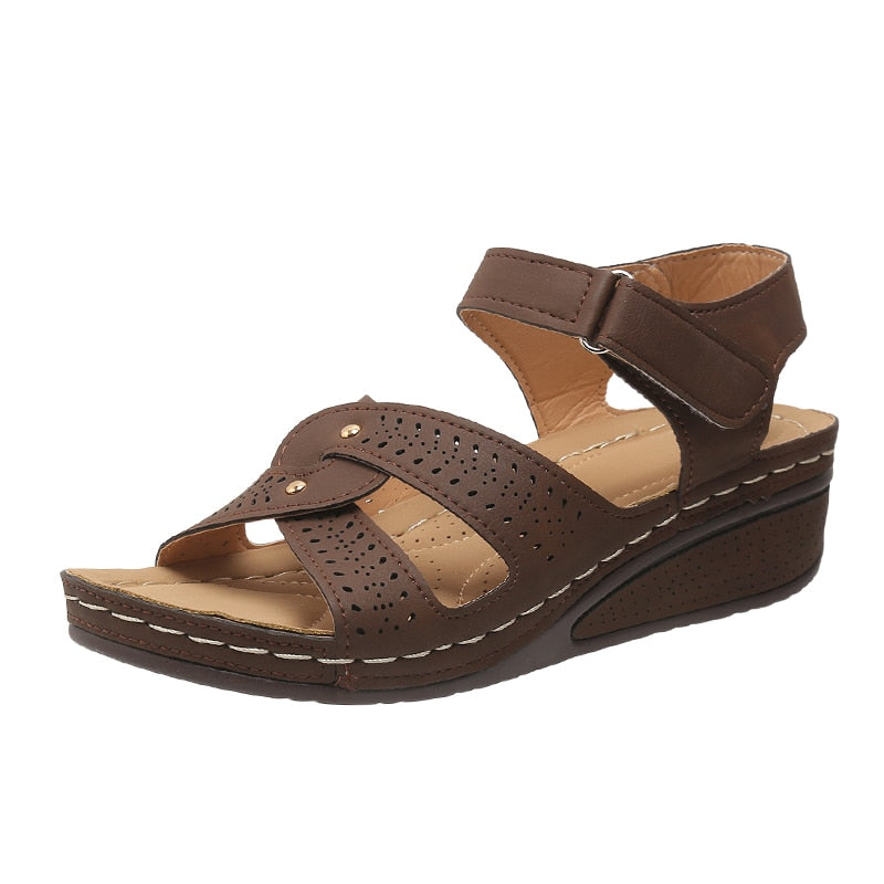 flowersverse Plus Size Fashion Wedge Sandals Women Summer Casual Platform Walking Sandalias Mujer Comfortable Non Slip Beach Shoes Woman