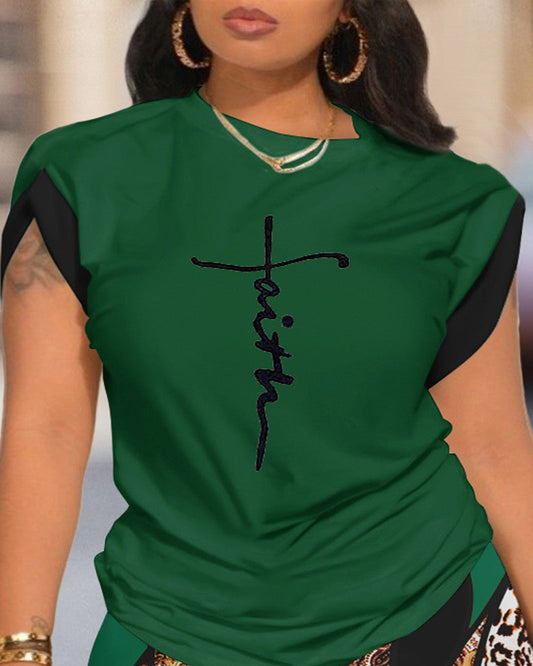 flowersverse Two Piece Sets Womens Outifits Summer Fashion Printed Round Neck Short Sleeved Top & Casual Skinny Shorts Set Streetwear