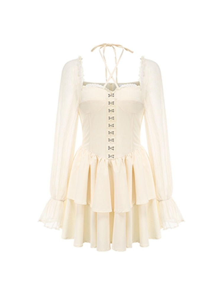 flowersverse Back to school outfit Summer Dresses Women Long Sleeve Party Chic And Elegant Dress Female Design Boho Beach One Piece Dress Korean Chic Casual