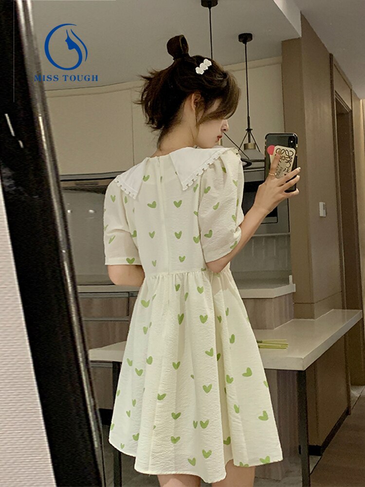 flowersverse Back to school outfit Fairy Floral Mini Dress Women Short Sleeve Kawaii Clothing Lolita Dress Even Party Female Summer Casual Korean Dress Chic