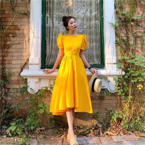 flowersverse Back to school outfit Women Dresses Summer French Sweet Temperament Female Retro Yamamoto Puff Sleeve Fresh Cross Bow-Lace Vestidos