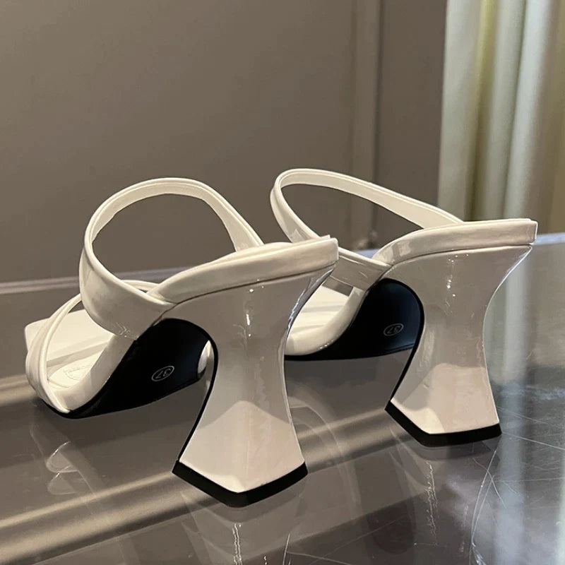 flowersverse-Designer Sandals New High Heels Summer New Chunky Heel Women Shoes Sexy Luxury Party Dress Shoes Brand Women's Slippers