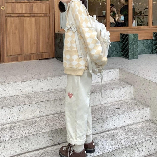 flowersverse Autumn Japanese Kawaii Cute Pants Women Pockets Casual Sweet Lolita Long Trousers Female High Waist Korean Clothing Winter