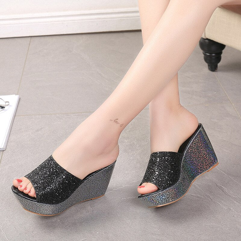 flowersverse New Trend Women's Sandals Summer Fashion Leisure Fish Mouth Sandals Thick Bottom Slippers Wedges Shoes Platform Ladies Rome