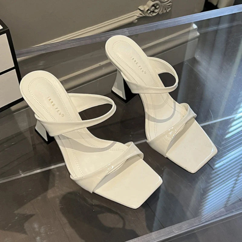 flowersverse-Designer Sandals New High Heels Summer New Chunky Heel Women Shoes Sexy Luxury Party Dress Shoes Brand Women's Slippers