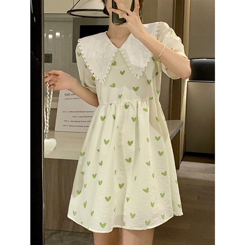 flowersverse Back to school outfit Fairy Floral Mini Dress Women Short Sleeve Kawaii Clothing Lolita Dress Even Party Female Summer Casual Korean Dress Chic