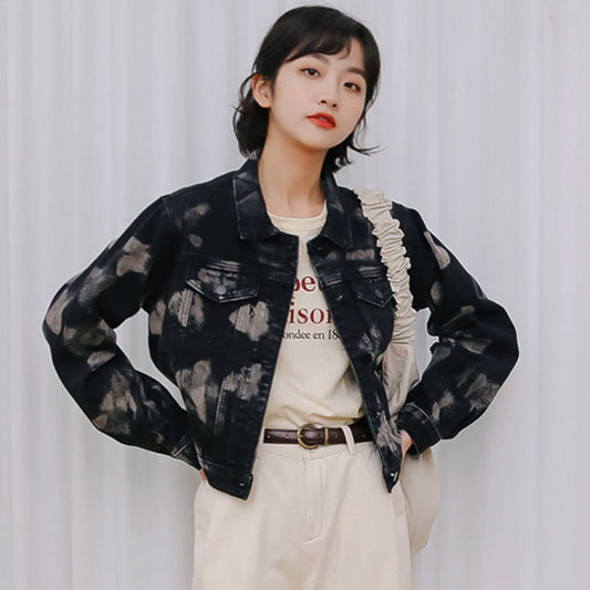 flowersverse Basic Jackets Women Tie-Dye Design Cool Unisex BF Chic Spring Long Sleeve College Streetwear Casual Ins Gentle Fashion Stylish