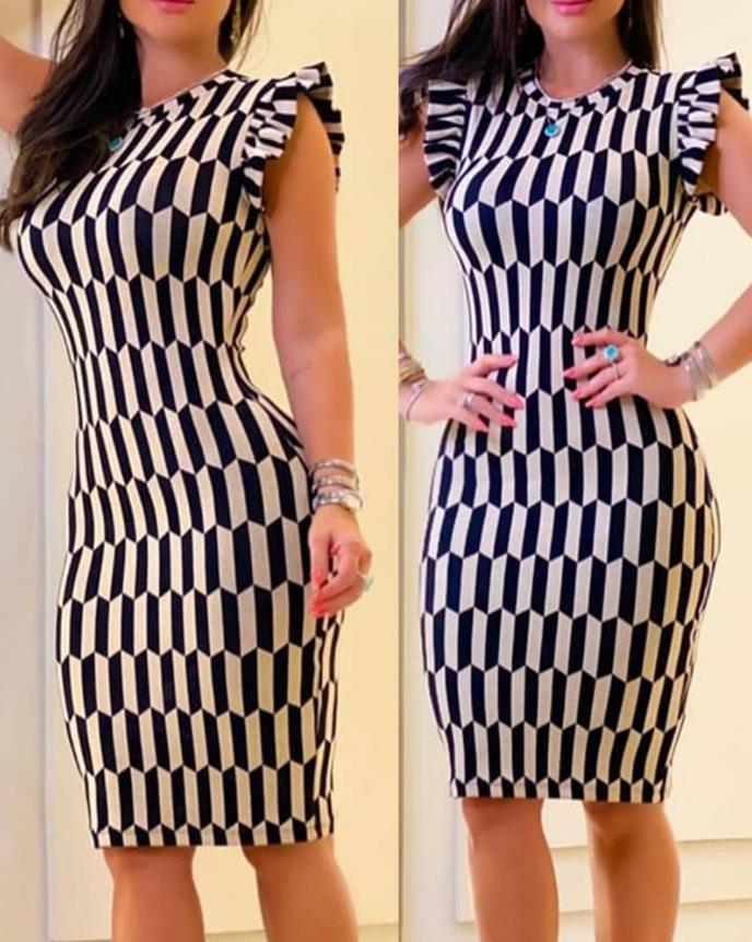 flowersverse Elegant Women's Dresses 2022 Summer Fashion Colorblock Round Neck Sleeveless Casual Bodycon Mini Daily Dress