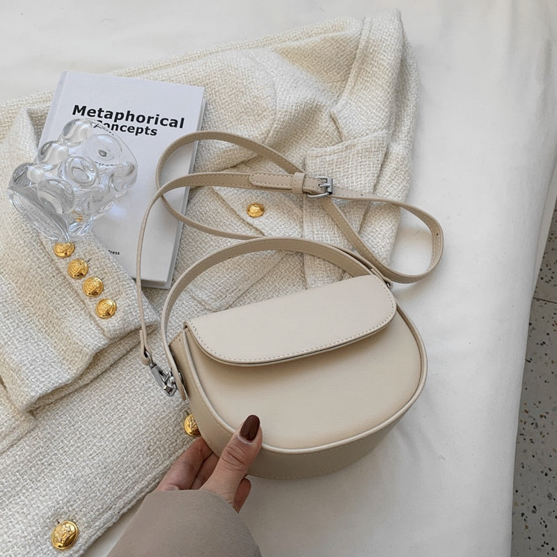 flowersverse Back to school Saddle Small Shoulder Crossbody Bags For Trends Fashion Brand Designer Short Handle Semicircular Ladies Handbags