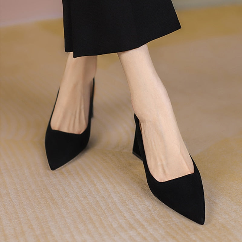 flowersverse Women Pumps Hot Sale Black High Heels Shoes Sandals Summer New Party Thick Mules Shoes Slippers Ladies Wedding Zapatos