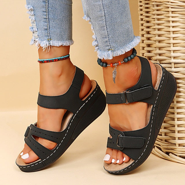 flowersverse Summer Wedge Sandals for Women New Fashion Non Slip Beach Shoes Woman Lightweight Casual Platform Sandalias Mujer Plus Size