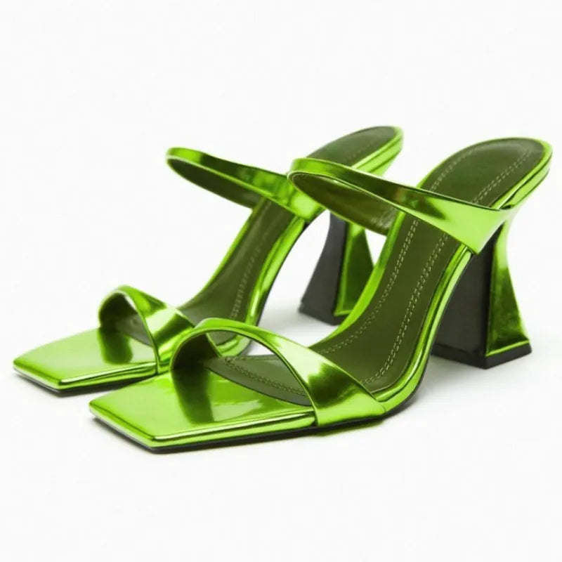 flowersverse-Designer Sandals New High Heels Summer New Chunky Heel Women Shoes Sexy Luxury Party Dress Shoes Brand Women's Slippers