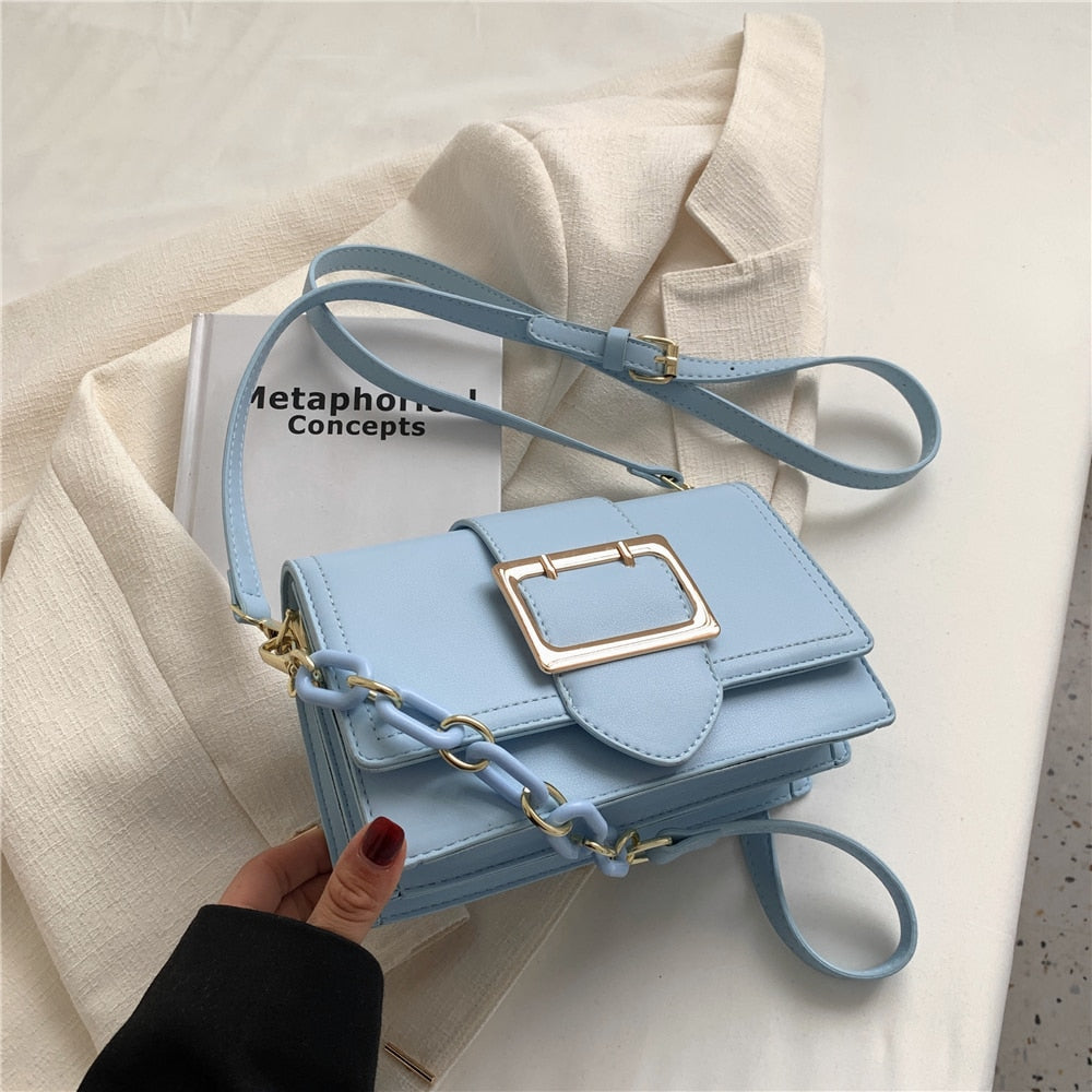 flowersverse Back to school Belt Design Chain Small Shoulder Crossbody Bags For Women Summer Trend Fashion Brand Simple Flap Ladies Handbags