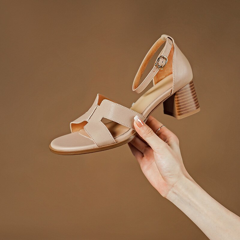 flowersverse new Women sandals natural leather 22-25cm soft sheepskin+pigskin full leather ankle buckle sandals women summer shoes