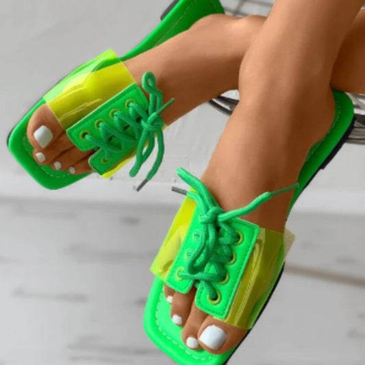 Back To School flowersverse Fashion Chain Slippers Women's Square Toe Flat Casual Shoes Women's Slippers Summer Beach Sandals Slippers Large Size 43