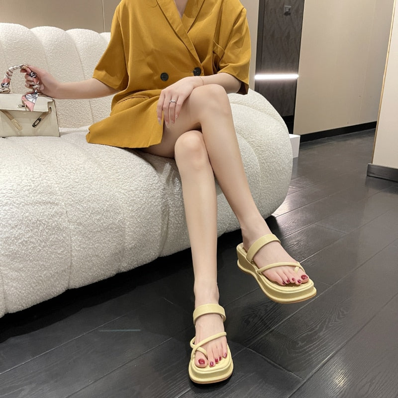 Back to school outfit flowersverse Casual Women Platform Slippers Summer New Wedges Beach Sandals Flip Flops Walking Slides Women Shoes Zapatillas De Mujer