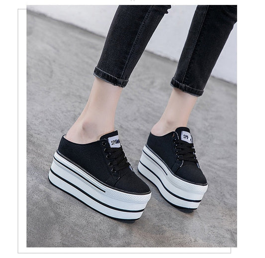 flowersverse Casual Shoes Slippers Women Canvas Shoes Fashion Breathable Platform Wedge Heel Women Slipper Sneakers Mules Sandals Slide