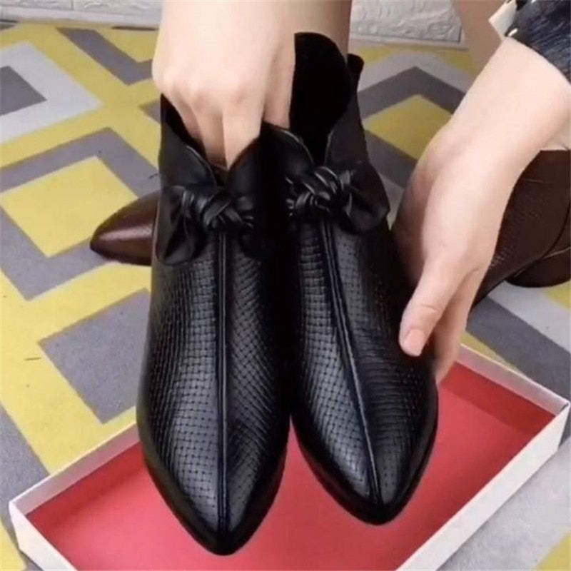 flowersverse Women Barefoot Shoes Short Boots Ankle Spring New Female Casual Thick Soled Shoes Genuine Leather Designer Pumps Shoes 0823