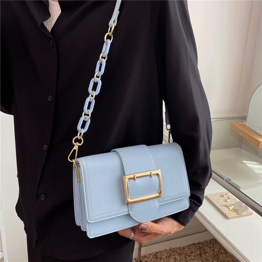 flowersverse Back to school Belt Design Chain Small Shoulder Crossbody Bags For Women Summer Trend Fashion Brand Simple Flap Ladies Handbags