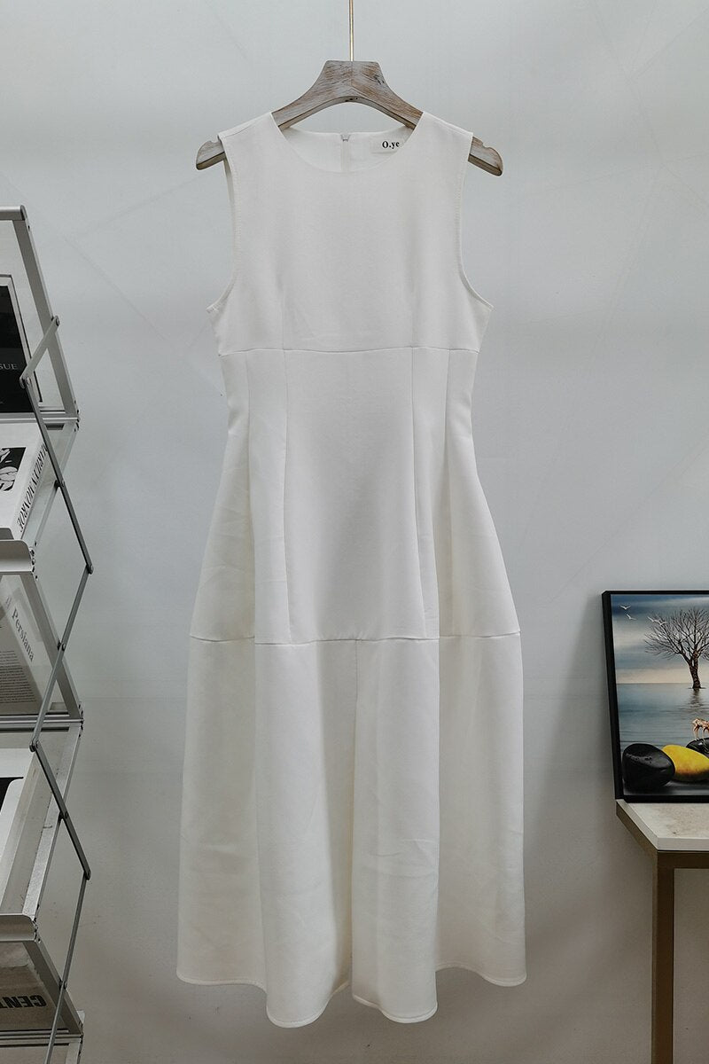 flowersverse Black Dress Women Summer New Elegant Sleeveless Fashion Evening Party Korean Midi White Dresses Vestidos Female Clothes