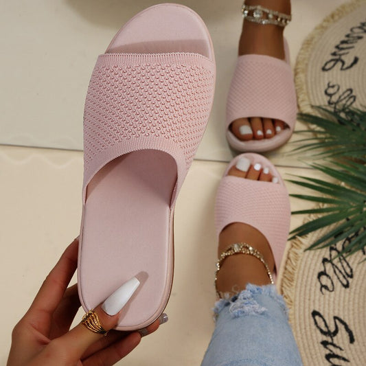 flowersverse New Summer Flying Woven Flat Non-slip Casual Breathable Outdoor Beach Comfortable Women's Slippers or Indoor Home Shoes