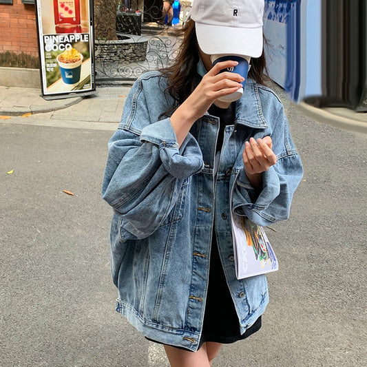 flowersverse Basic Jackets Women Streetwear Chic Fashion Casual All-Match Retro Denim Patch Design Vintage Korean Loose Sweet Spring Outwear