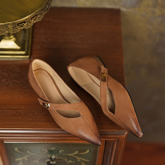 flowersverse new Spring women pumps natural leather 22-25cm length sheepskin+cowhide+pigskin full leather pointed toe Mary Jane shoes