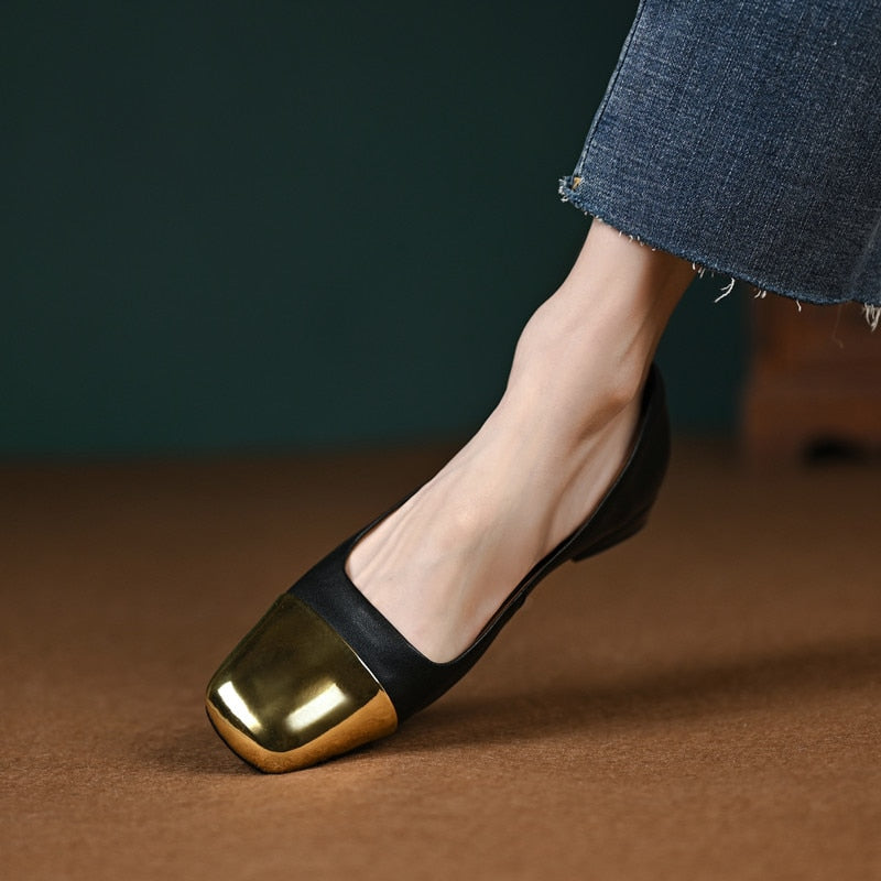 flowersverse new Spring women pumps natural leather 22-24.5cm length cowhide+pigskin full leather square toe mixed colors low heels shoes