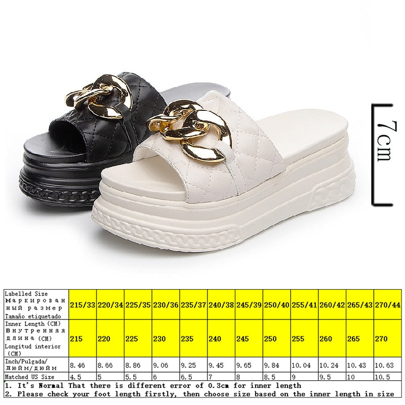 flowersverse 7Cm Genuine Leather Women Summer Shoes Outside Slippers Beach Shoes Platform Wedges Slides Sandals Beach Shoes