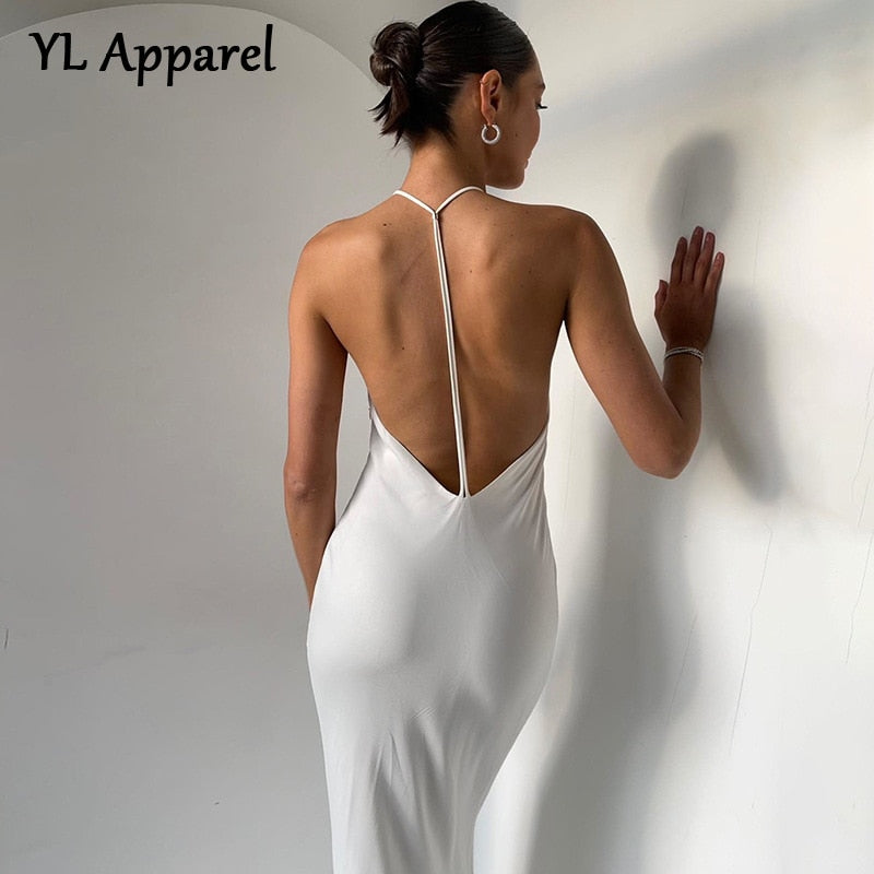 Graduation Gift Big Sale New 2022 Spring Summer Women Elegant Backless Long Maxi Evening Dress Black White Red Off Shoulder Halter Elegant Party Dresses