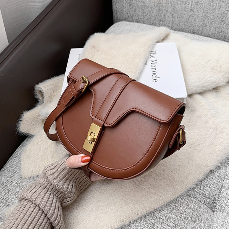 flowersverse Back to school Twist Lock Design Saddle Small Shoulder Crossbody Bags For Women Summer Trends Fashion Brand Flap Ladies Handbags