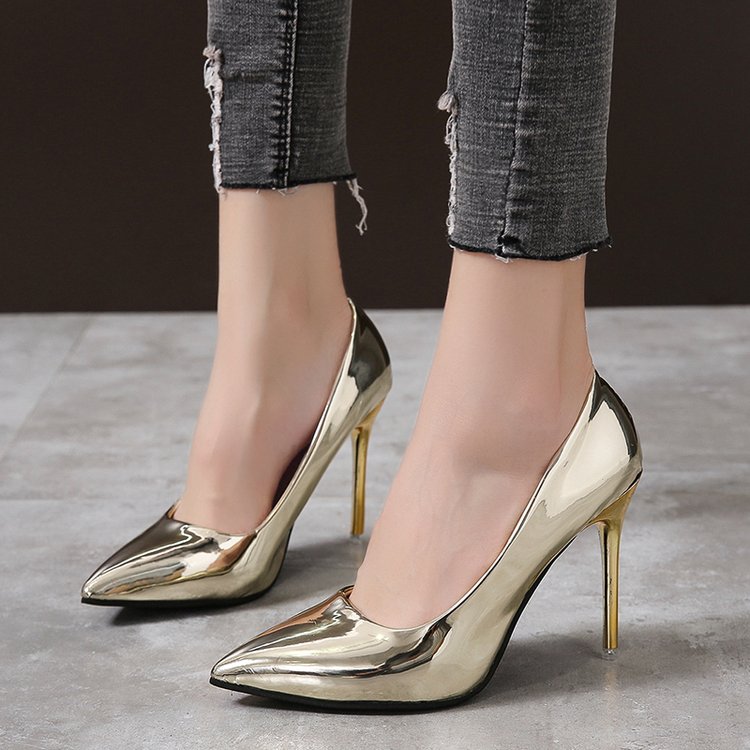 flowersverse Women Pumps High Heels Silver High Heels Shoes for Women Stilettos Fashion Luxury Wedding Party Shoes Big Size