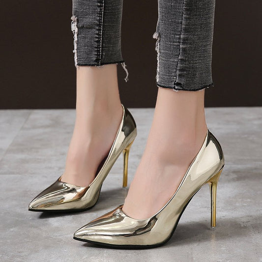 flowersverse Women Pumps High Heels Silver High Heels Shoes for Women Stilettos Fashion Luxury Wedding Party Shoes Big Size