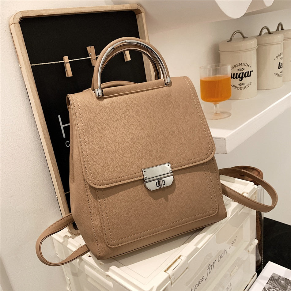 flowersverse Back to school Vintage Women PU Leather Backpack Fashion School Bags For Female Shoulder Bags Mochila Feminina Ladies Hand Bag Daypack Bagpack