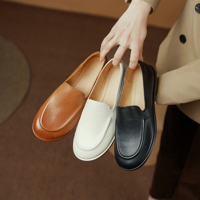 flowersverse new Women pumps natural leather 22-25cm cowhide+pigskin full leather round toe soft leather brush off Vintage women shoes