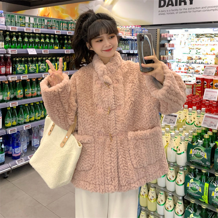 flowersverse Basic Jackets Women Solid Simple Trendy Teens Loose Winter Cozy Chic Casual College Young Ladies Korean Style All-Match Leisure