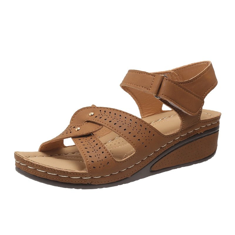 flowersverse Plus Size Fashion Wedge Sandals Women Summer Casual Platform Walking Sandalias Mujer Comfortable Non Slip Beach Shoes Woman