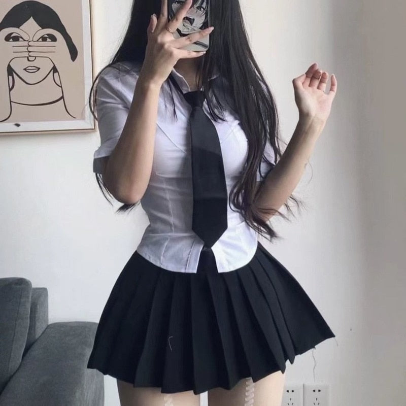 Back to college Slim Basic White Shirt Women Tunics Vintage Cute Korean Style Long Sleeve School Shirt Girls Casaul Jk Uniform Tops