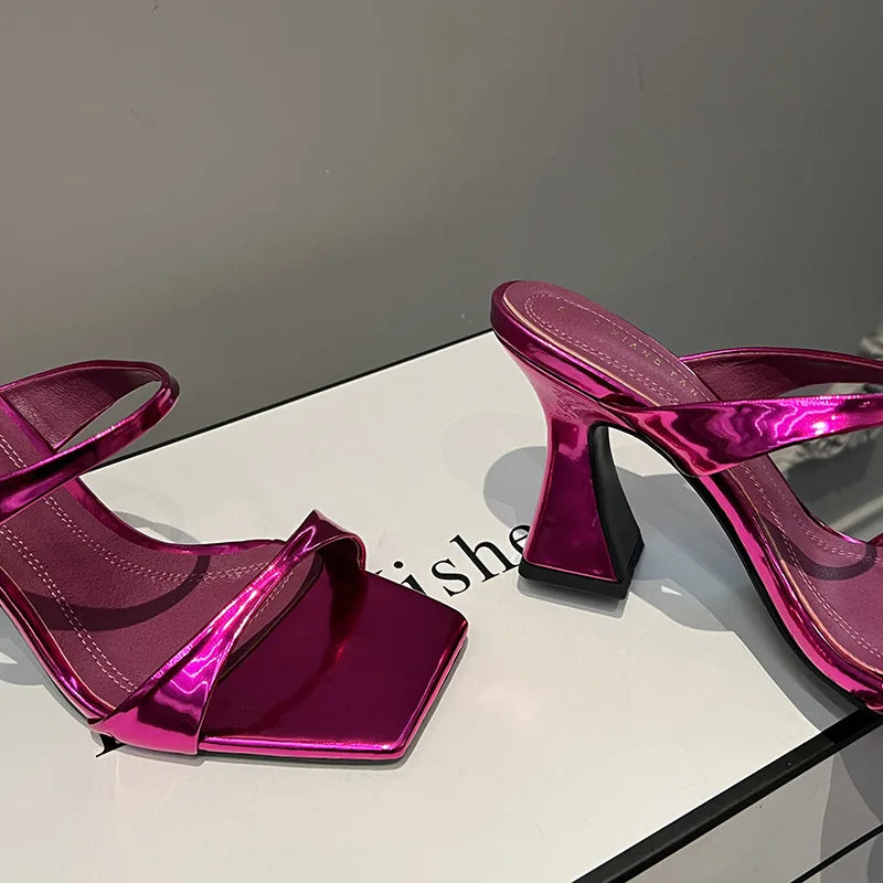 flowersverse-Designer Sandals New High Heels Summer New Chunky Heel Women Shoes Sexy Luxury Party Dress Shoes Brand Women's Slippers