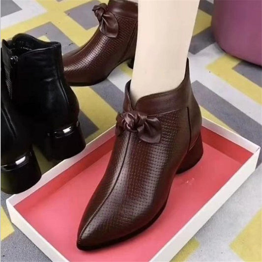 flowersverse Women Barefoot Shoes Short Boots Ankle Spring New Female Casual Thick Soled Shoes Genuine Leather Designer Pumps Shoes 0823