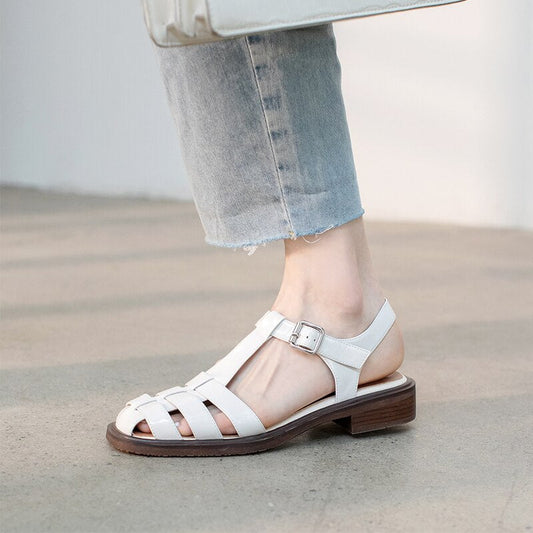flowersverse new Women sandals natural leather 22-25cm cowhide+pigskin+sheepskin full leather Vintage Roman sandals fashion women shoes