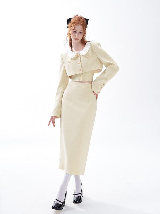 flowersverse Autumn 3 Piece Dress Set Solid Korean Suit Slim Strap Vest + Long Sleeve Crop Tops + Casual Elegant Midi Skirt Woman Chic