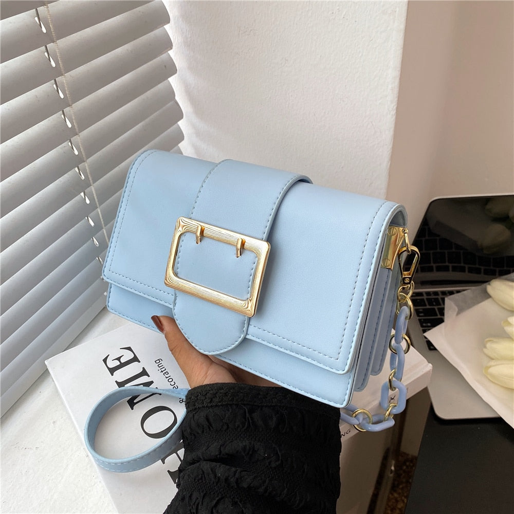flowersverse Back to school Belt Design Chain Small Shoulder Crossbody Bags For Women Summer Trend Fashion Brand Simple Flap Ladies Handbags