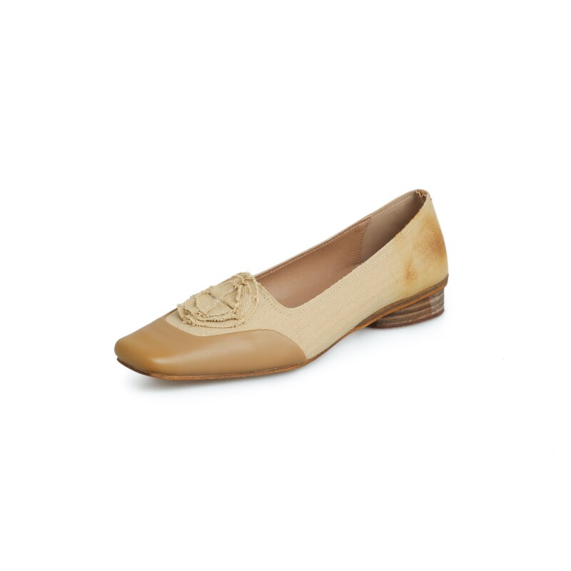 flowersverse new spring women pumps natural leather 22-25cm length Cowhide+denim shoes of women fashion flower French Elegant Shoes