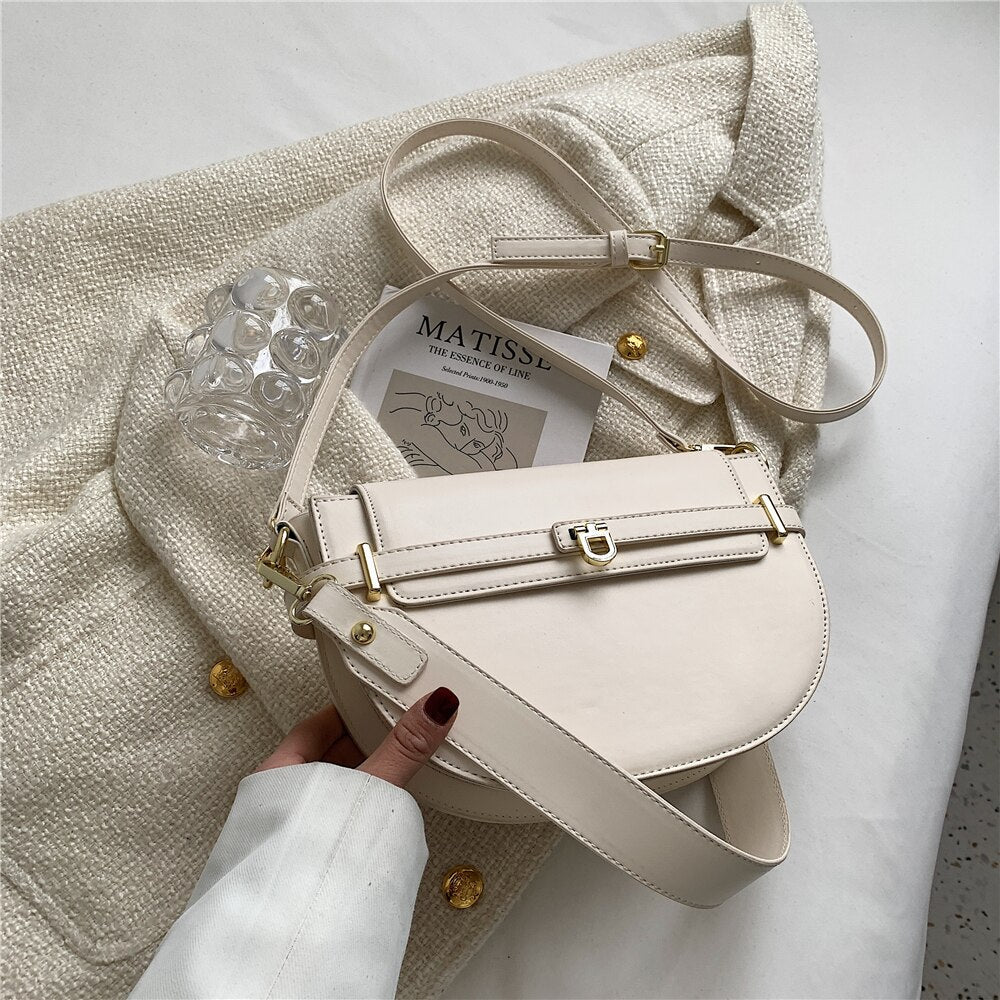 flowersverse Back to school Vintage Designer Wide Strap Saddle Small Shoulder Bags For Women Luxury Brand Flip Lock Crossbody Ladies Handbags