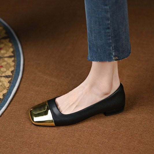 flowersverse new Spring women pumps natural leather 22-24.5cm length cowhide+pigskin full leather square toe mixed colors low heels shoes