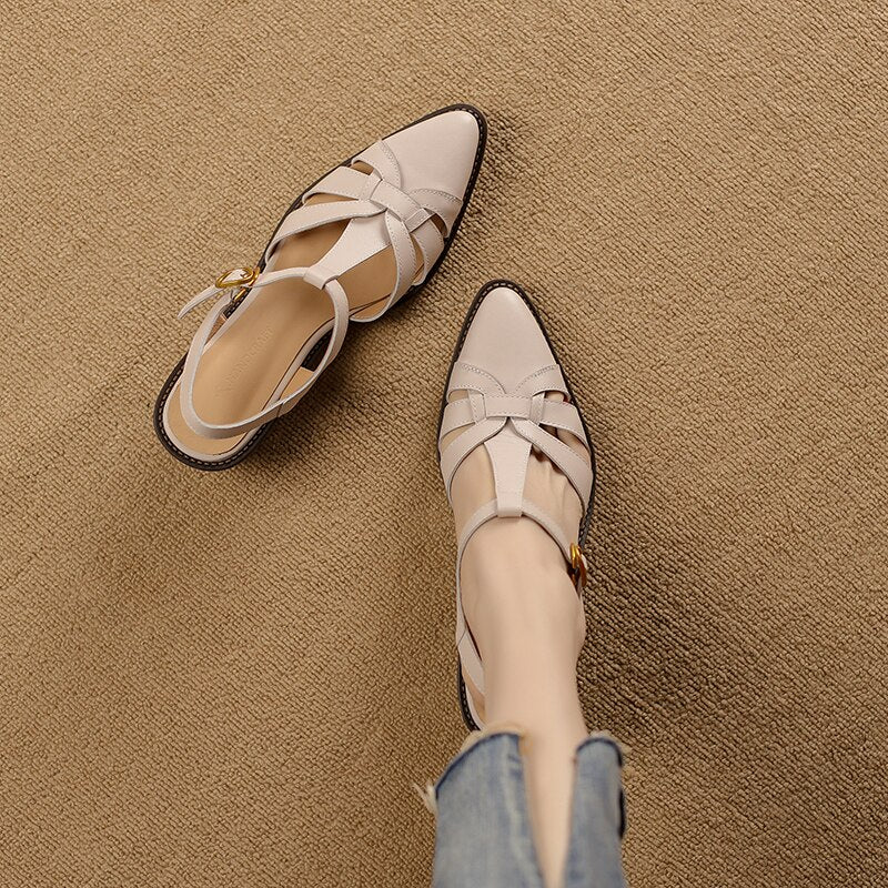 flowersverse summer Women sandals natural leather 22-25cm cowhide+pigskin full leather washed retro weaving Gladiator women summer shoes