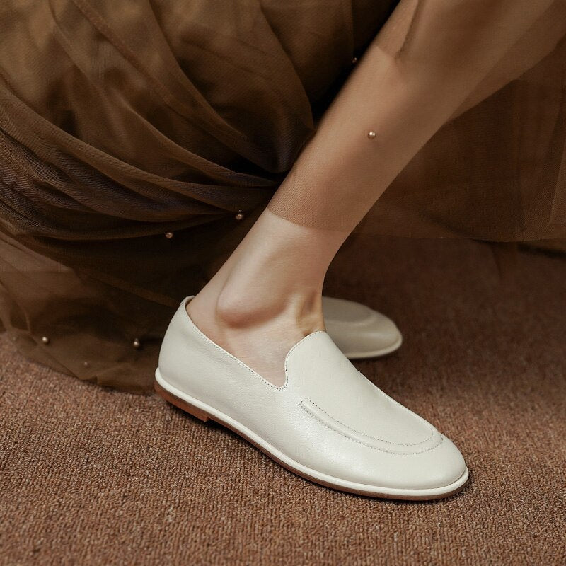 flowersverse new Women pumps natural leather 22-25cm cowhide+pigskin full leather round toe soft leather brush off Vintage women shoes